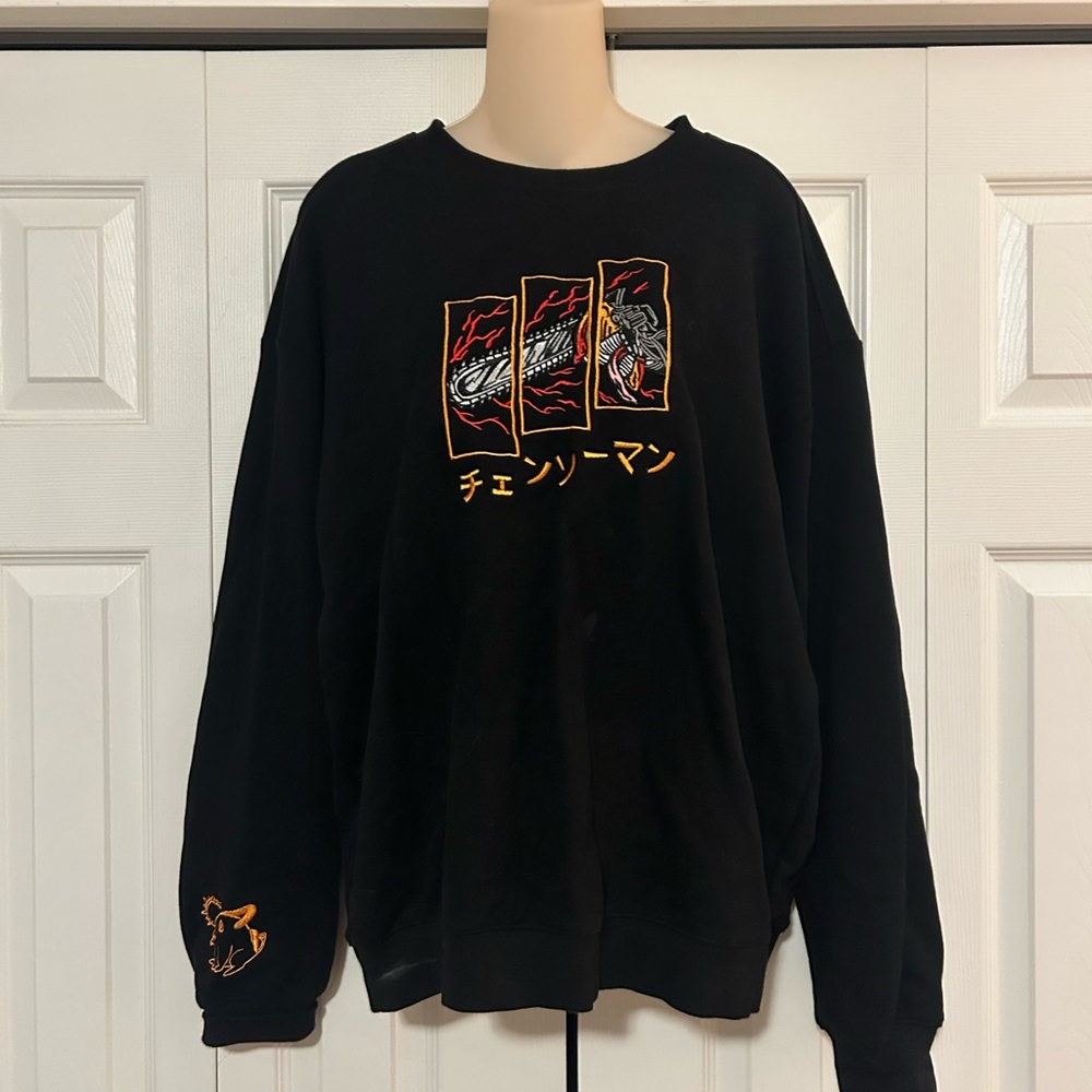 Black Graphic Chainsaw Man Sweater